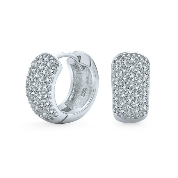 5-Stone Huggie Earrings with Cubic Zirconia Hoop Sterling Silver 925 Jewelry